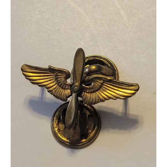 Vintate Estate Lapel Pin Gold Tone US Air Force Aviation Wing Air Corps Jewelry - Picture 2 of 6